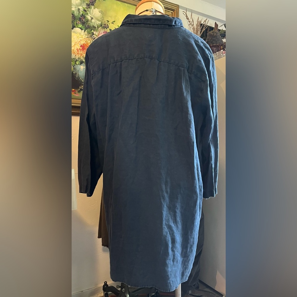 J.Jill linen Navy Blue Button-Down Tunic - Picture 2 of 8
